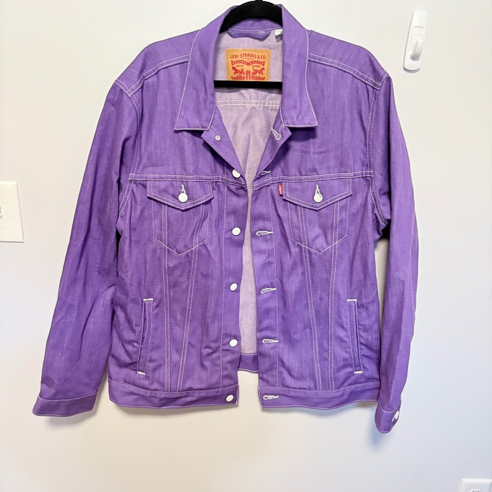Levi's Classic Trucker Jacket Mens Purple size XXL Cotton Contrast Stitching